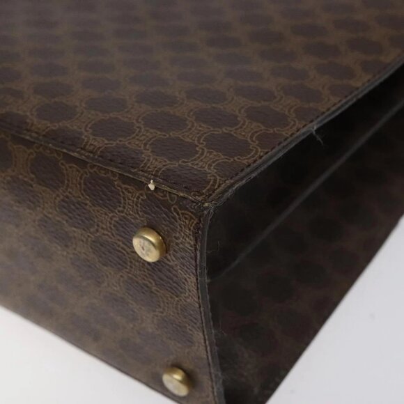 CELINE Macadam Canvas Shoulder Bag PVC Leather Brown Gold - Picture 10 of 16